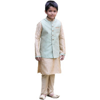 Manyavar Boy's Blended Silk Full Sleeve Kurta Jacket Pajama Set(6-8 Years)