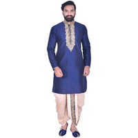 Manyavar Men's Silk Kurta Pyjama (S952723_Blue_M)