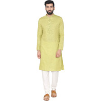 Manyavar Men's Kurta Pyjama (S952728-334-S_Light Green_Small)