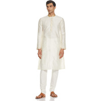 Manyavar Men's Silk Kurta Pyjama (S952746_Grey_S)
