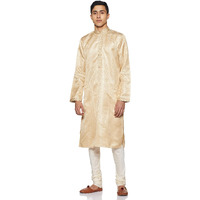 Manyavar Men's Art Silk Kurta Pyjama (Sosk324_Beige_M)