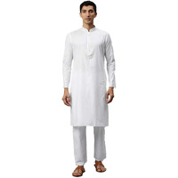 Manyavar Stylish Selfdesign Full Sleeves Kurta For Men - (White, Xx-Large)