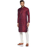 Manyavar Men's Silk Kurta Pyjama (Sosk371_Maroon_Medium)