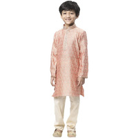 Manyavar Art Silk Jacquard Kurta Pajama Set For Kids And Boys(4-5 Years)