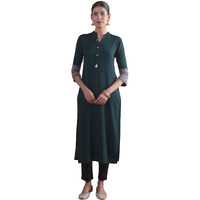 Libas Women's Rayon Solid Straight Kurta (7691_Green