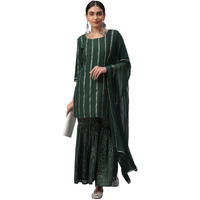 Libas Women's Polyester Kurta Set (6867_Green