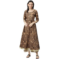 Libas Women's Silk Printed Anarkali Kurta (22054_Black