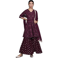 Libas Women's Poly Georgette Kurta Sets (20216O_Purple