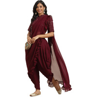 Libas Women's Pure Georgette Saree (20237O_Purple)