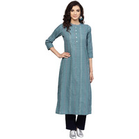 Libas Women's Pure Cotton Striped Straight Kurta (8013Mj_Grey
