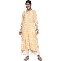 Libas Women's Rayon Blend Printed Straight Kurtas (23298O_Yellow