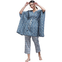Libas Women Cotton Printed Kurta Set (50047_Blue, Medium