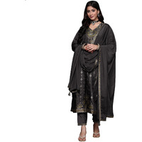 Libas Women's Silk Blend Kurta Sets (33340O_Charcoal
