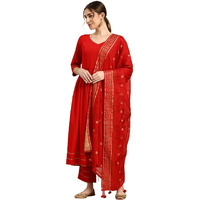 Libas Gerua Women's Viscose Rayon Salwar Suit Set (Gs711_Red