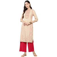 Libas Women's Viscose Rayon Floral Straight Kurta (G2531_Yellow_Xs)