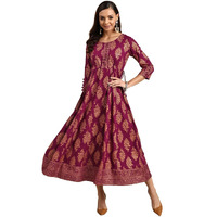 Gerua Women's Rayon Fit And Flare Maxi Dress (G2523_Purple_Xs)