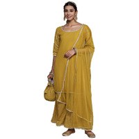 Libas Women's Poly Georgette Kurta Set (35053_Mustard