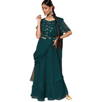 Libas Women's Poly Georgette Lehenga Set (35072_Green_S)