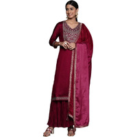 Libas Women's Silk Blend Kurta Sets (33566O_Fuchsia