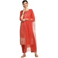 Libas Women's Silk Blend Salwar Suit Set (Gs760_Red_M)