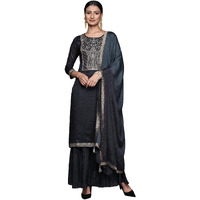 Libas Women's Silk Blend Kurta Set (33569O_Charcoal