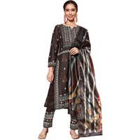 Libas Women's Silk Blend Printed Kurta Set (34152O_Charcoal_S)