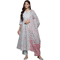 Libas Women's Pure Cotton Printed Kurta Sets (34196_Blue, Medium