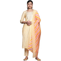 Libas Womens Yoke Design Silk Blend Straight Kurta With Trousers And Dupatta