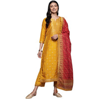 Libas Women's Silk Blend Kurta Sets (38065O_Mustard