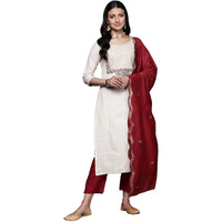 Libas Women's Cotton Blend Kurta Sets (38078O_Off White