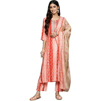 Libas Womens Yoke Design Silk Blend Straight Kurta With Trousers And Dupatta