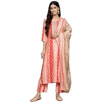 Libas Womens Yoke Design Silk Blend Straight Kurta With Trousers And Dupatta