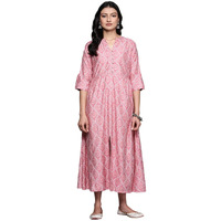 Libas Women's Silk Fit And Flare Maxi Dress (26410_Pink