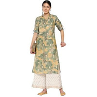 Libas Women's Silk Printed Straight Kurta (26287_Green