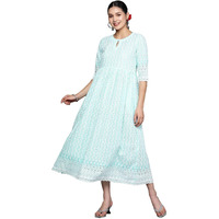 Libas Women's Cotton Embroidered Dress (26374_Blue