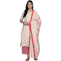 Libas Women's Silk Blend Kurta Set (34427_Cream