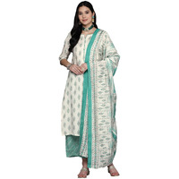 Libas Womens Printed Silk Blend Straight Kurta With Palazzos And Dupatta