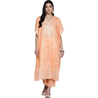 Libas Womens Printed Silk Blend Kaftan Kurta With Trousers