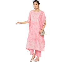 Libas Womens Printed Silk Blend Kaftan Kurta With Trousers