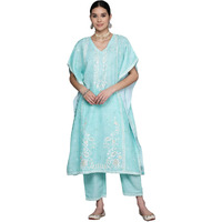 Libas Womens Printed Silk Blend Kaftan Kurta With Trousers