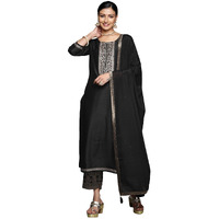 Libas Women's Silk Blend Kurta Set (38248_Black