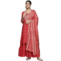 Libas Womens Yoke Design Silk Blend Straight Kurta With Skirt And Dupatta