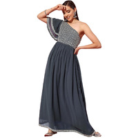 Libas Women's Georgette Gown Maxi Dress (26502_Grey
