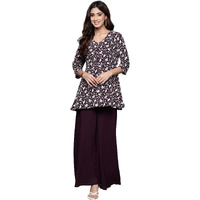 Libas Women's Poly Georgette Co-Ords (34730_Burgundy