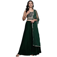 Libas Women's Velvet Lehenga Set (34765_Green_L)