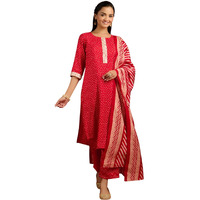 Libas Women's Silk Blend Kurta Sets (34621_Red