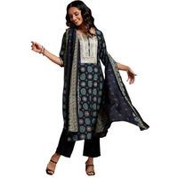 Libas Women's Silk Blend Kurta Set (34636_Blue