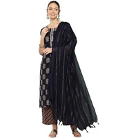 Libas Women's Silk Blend Printed Kurta Sets (34641_Blue