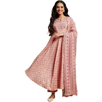 Libas Women's Silk Blend Kurta Sets (34666_Peach