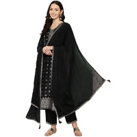 Libas Women's Silk Blend Kurta Sets (48045_Black